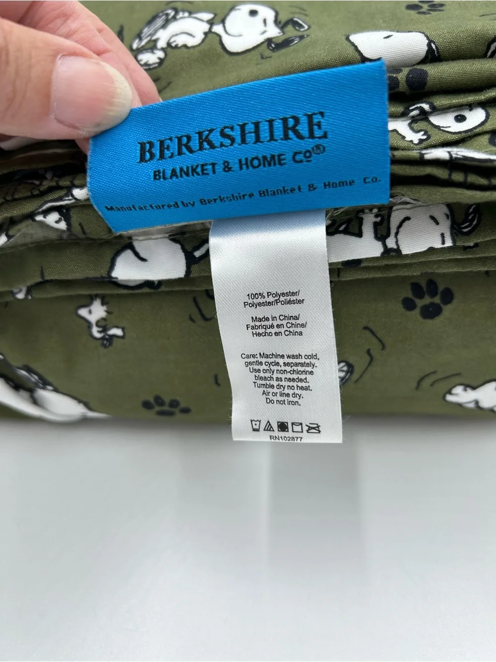 Berkshire Home Peanuts Olive Green Snoopy Print Twin Sheets